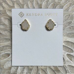 NWT Kendra Scott Tessa Gold Iridescent White Drusy Earrings